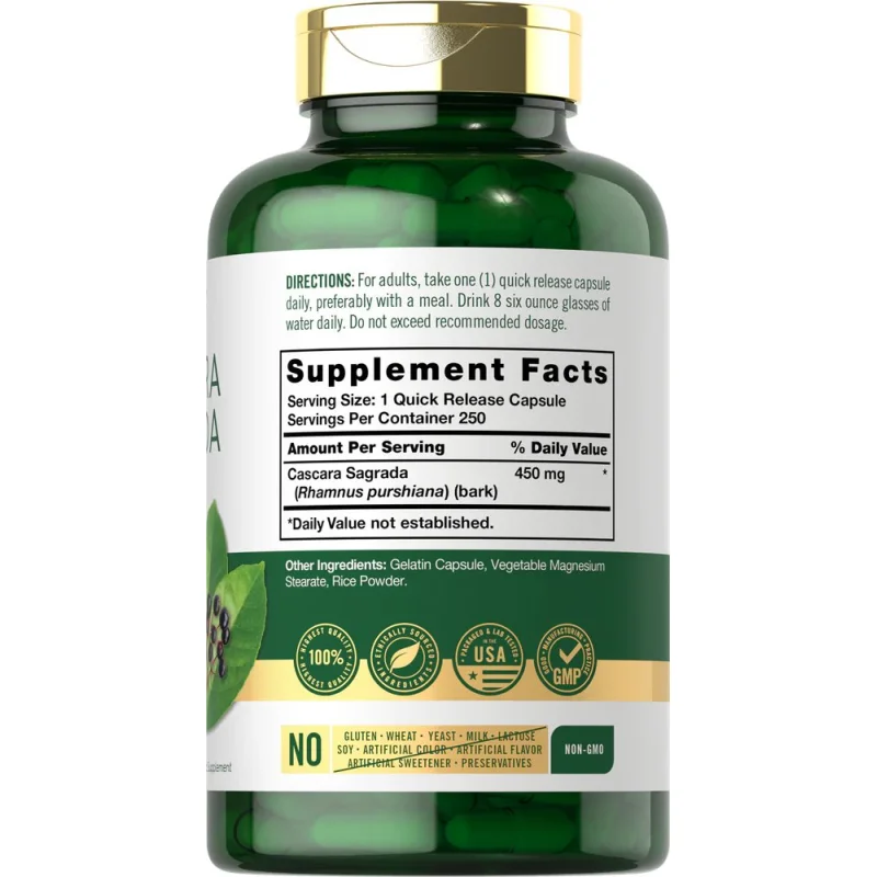 Carlyle Nutritionals - კასკარა საგრადა 450 მგ, 250 სწრაფად გამოთავისუფლებადი კაფსულა პროდუქტის შემადგენლობა