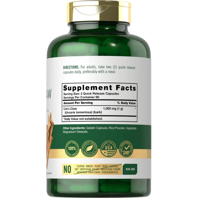 Carlyle Nutritionals - კატის ბრჭყალა 1000 მგ, 90 კაფსულა პროდუქტის შემადგენლობა