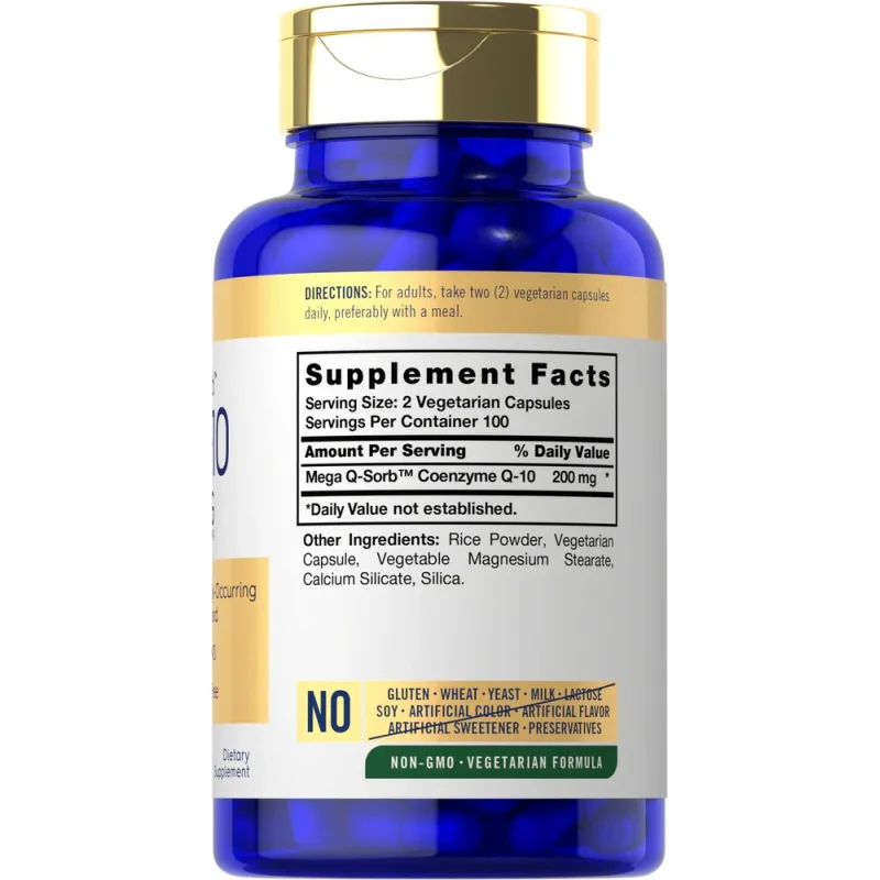 Carlyle Nutritionals კოენზიმი Q-10 ბოთლის ზედა ნაწილი